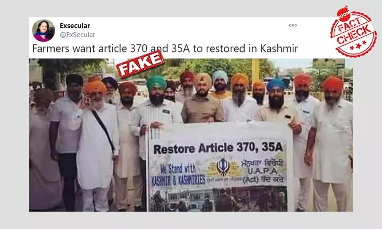 2019 Photo Of Protest Against Article 370 Linked To Farmers March