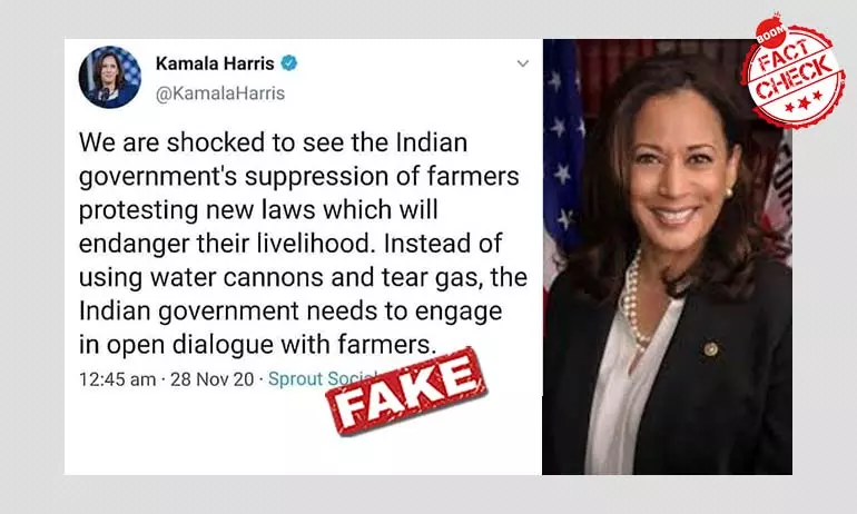 No, Kamala Harris Did Not Tweet Her Support For The Farmers Protests