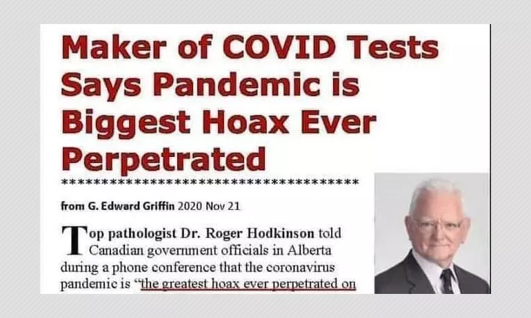 Dr Roger Hodkinson Makes False Claims To State COVID-19 Is A Hoax