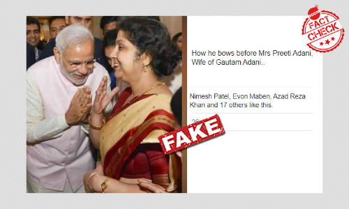 PM Modi Greeting A Social Worker Viral Claiming He Bowed To Priti Adani