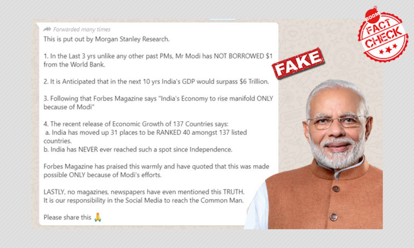 Economy Under PM Modi: False Claims Linked To Morgan Stanley Goes Viral