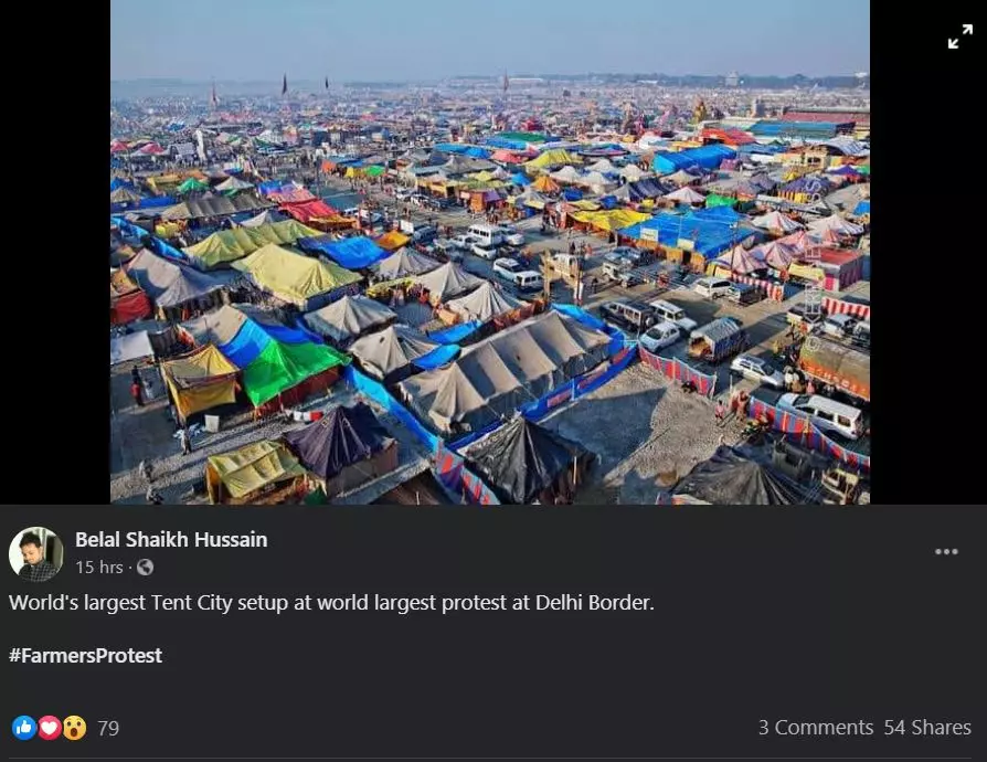 Kumbh Mela site falsely claimed as farmers protest site in Delhi