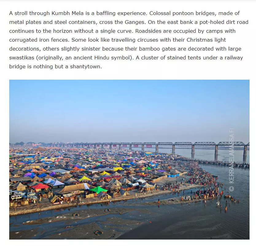 Aerial view of Kumbh Mela site by Ganges river