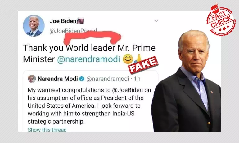 Fake Tweet Impersonating Joe Biden Calls Narendra Modi A World Leader