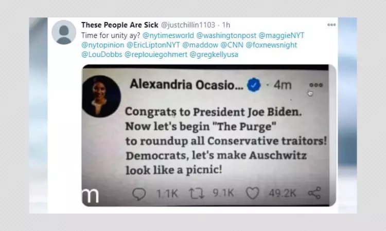 No, Alexandria Ocasio-Cortez Did Not Call For Purge Of Conservatives