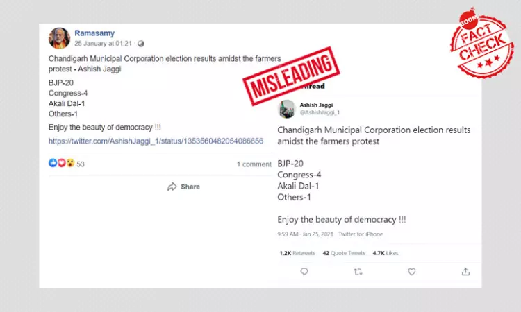 Chandigarh Municipal Election Results Of 2016 Falsely Shared As Recent