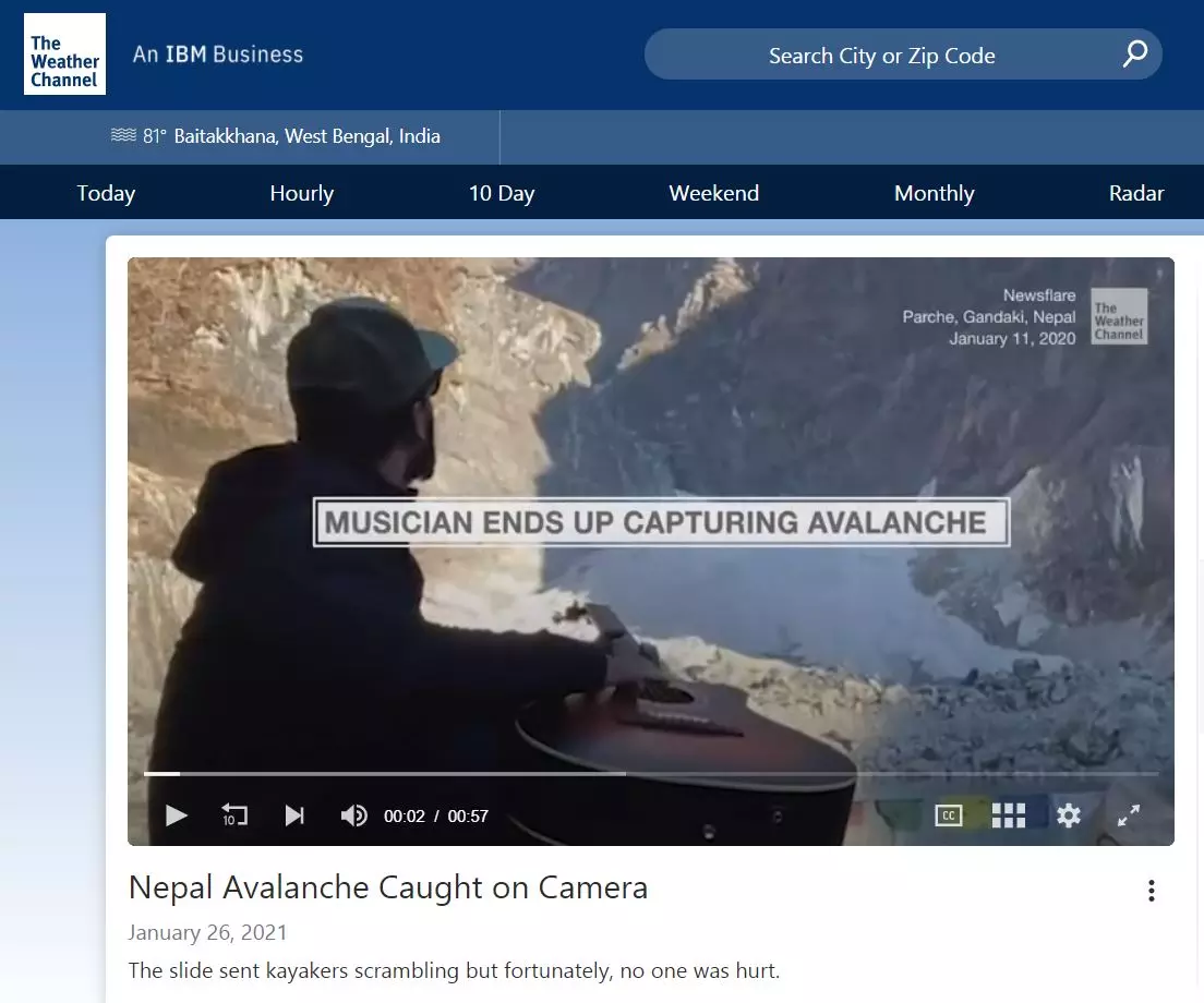 The Weather Channel's report on the avalanche in Nepal