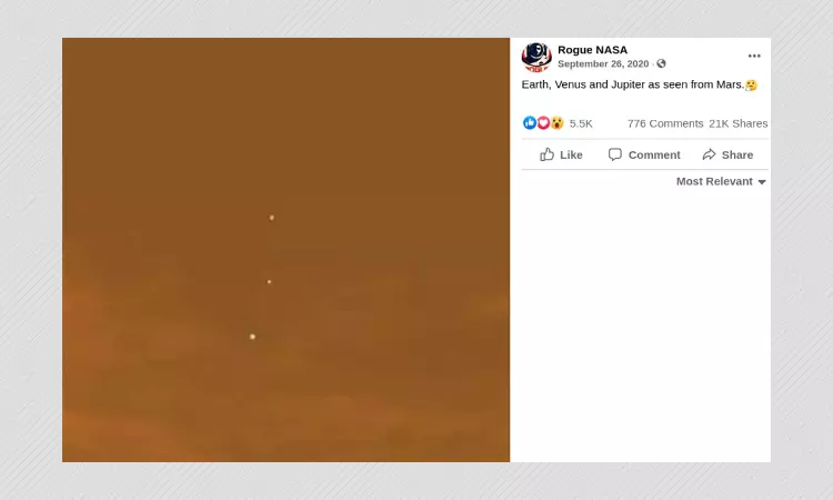 This Is Not A Photo Of Earth, Venus And Jupiter As Seen From Mars