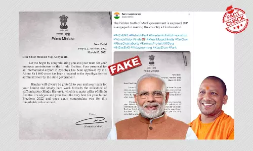 Fake Letter Claims PM Wrote To Yogi Adityanath About A Hindu Rashtra