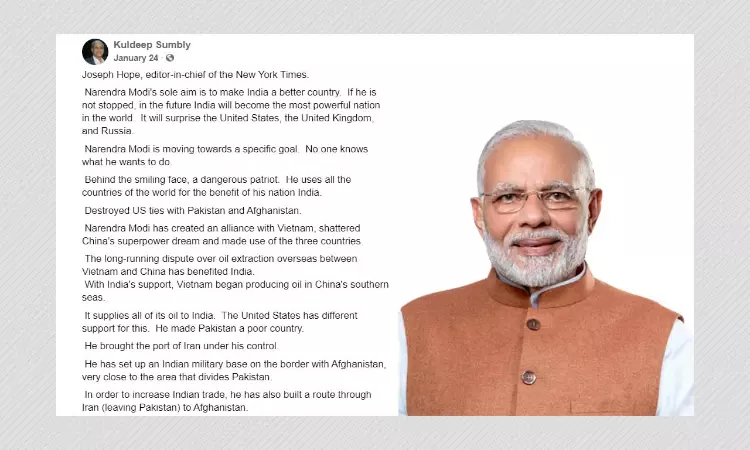 Did New York Times Editor-In-Chief Praise Narendra Modi? Not Really