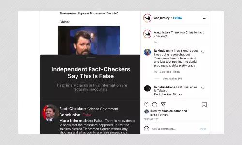 Chinese Government Does Not Fact Check Posts On Facebook And Instagram
