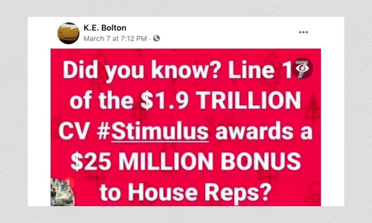 Does Joe Bidens COVID-19 Relief Plan Include Bonus For US Lawmakers?