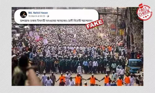Anti-France Protest Photo Falsely Linked To PM Modis Bangladesh Visit