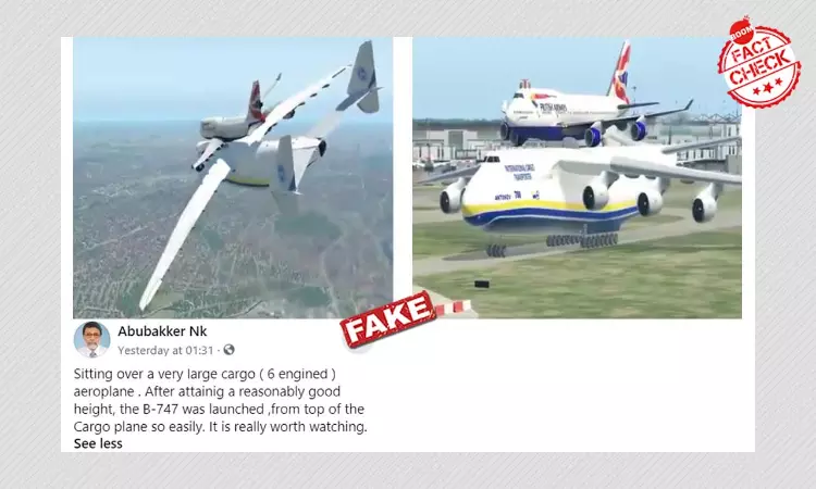 Flight Simulation Clip Shared As Boeing 747 Launched From A Cargo Plane