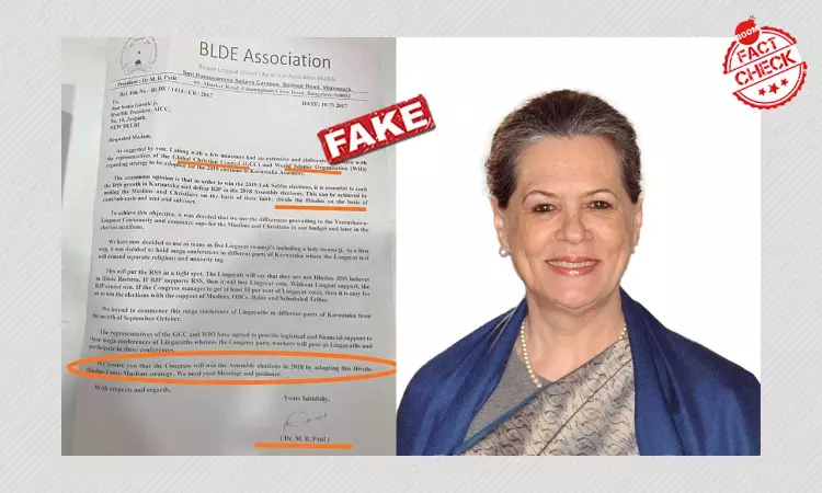 Fake Letter Claiming Sonia Gandhi Planned Hindu Divide In Karnataka Revived