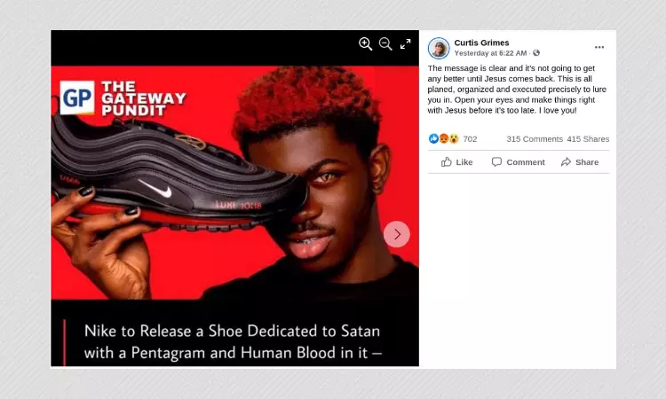 Nike Did Not Create Rapper Lil Nas Xs Satan Shoes