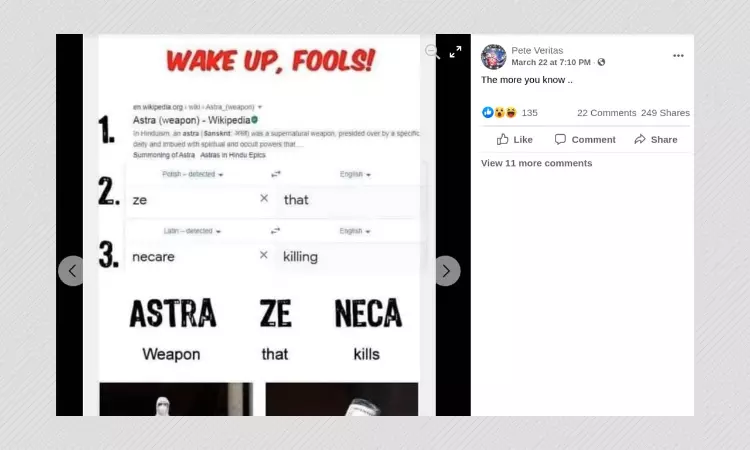 No, AstraZeneca Does Not Mean Weapon That Kills