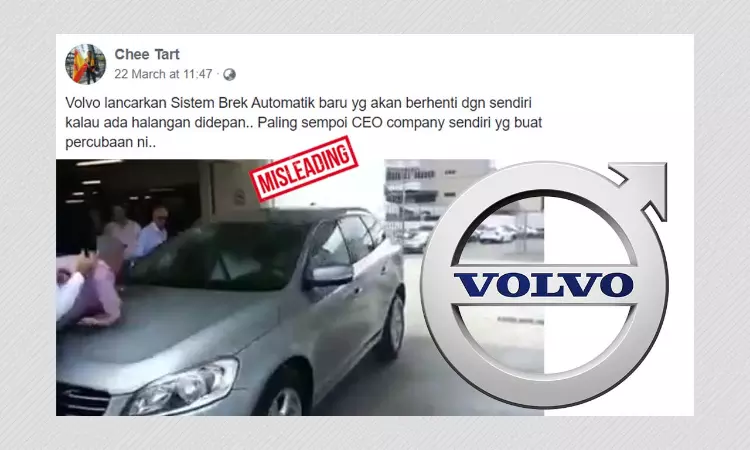 Clip Falsely Shared As Volvo CEO Run Over During Self-braking Car Demo