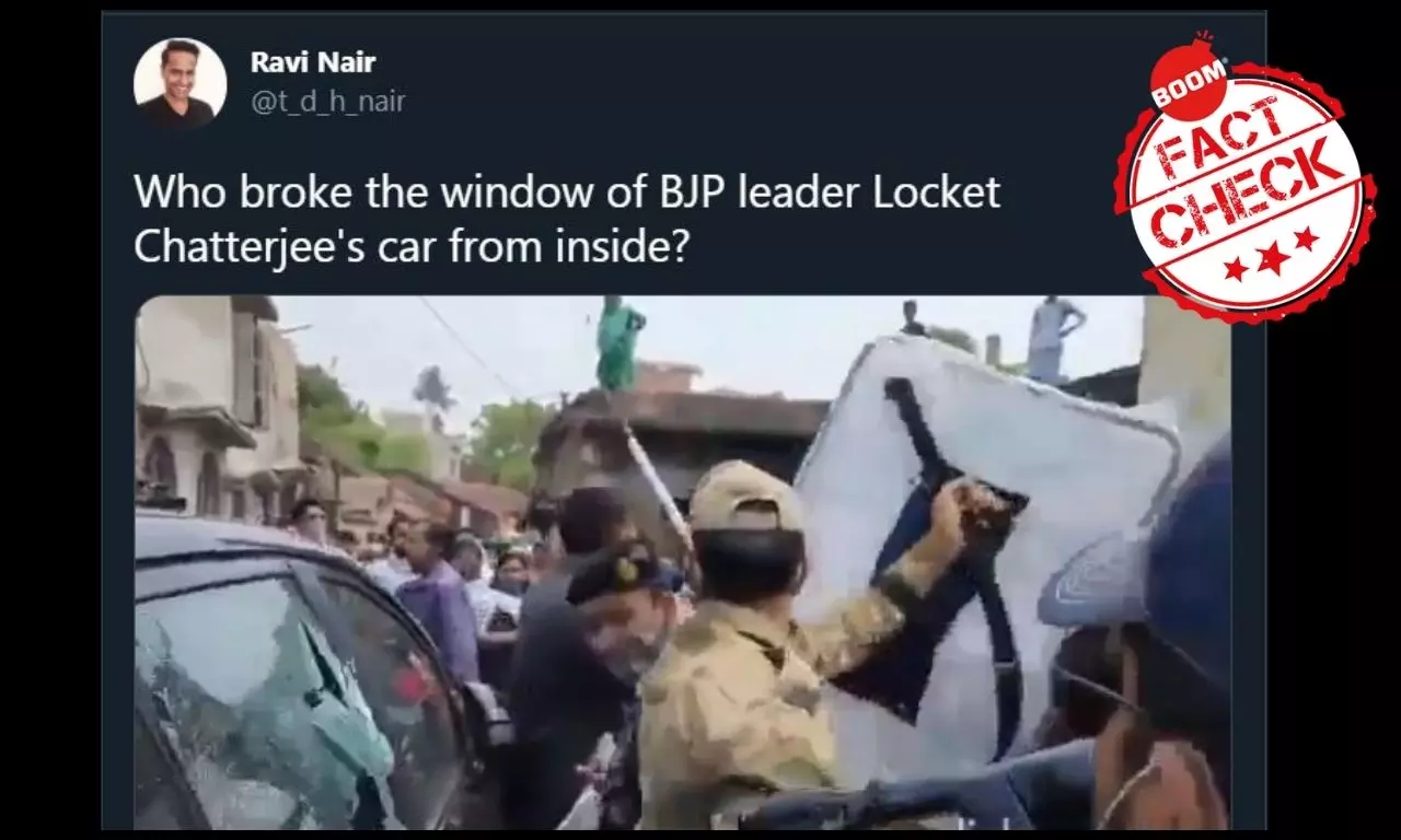 No, BJP MP Locket Chatterjees Car Window Was Not Broken From Inside