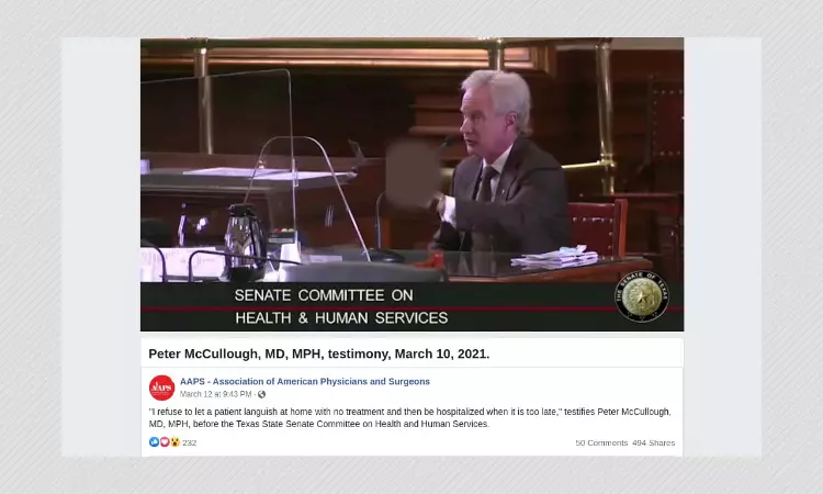 Dr Peter McCullough Shares COVID-19 Vaccine Misinfo In Texas Senate