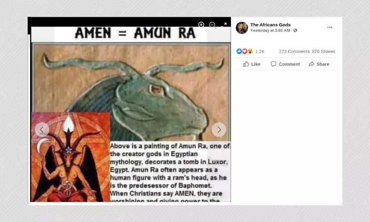 Amen Is Not Derived From The Egyptian God Amun Ra