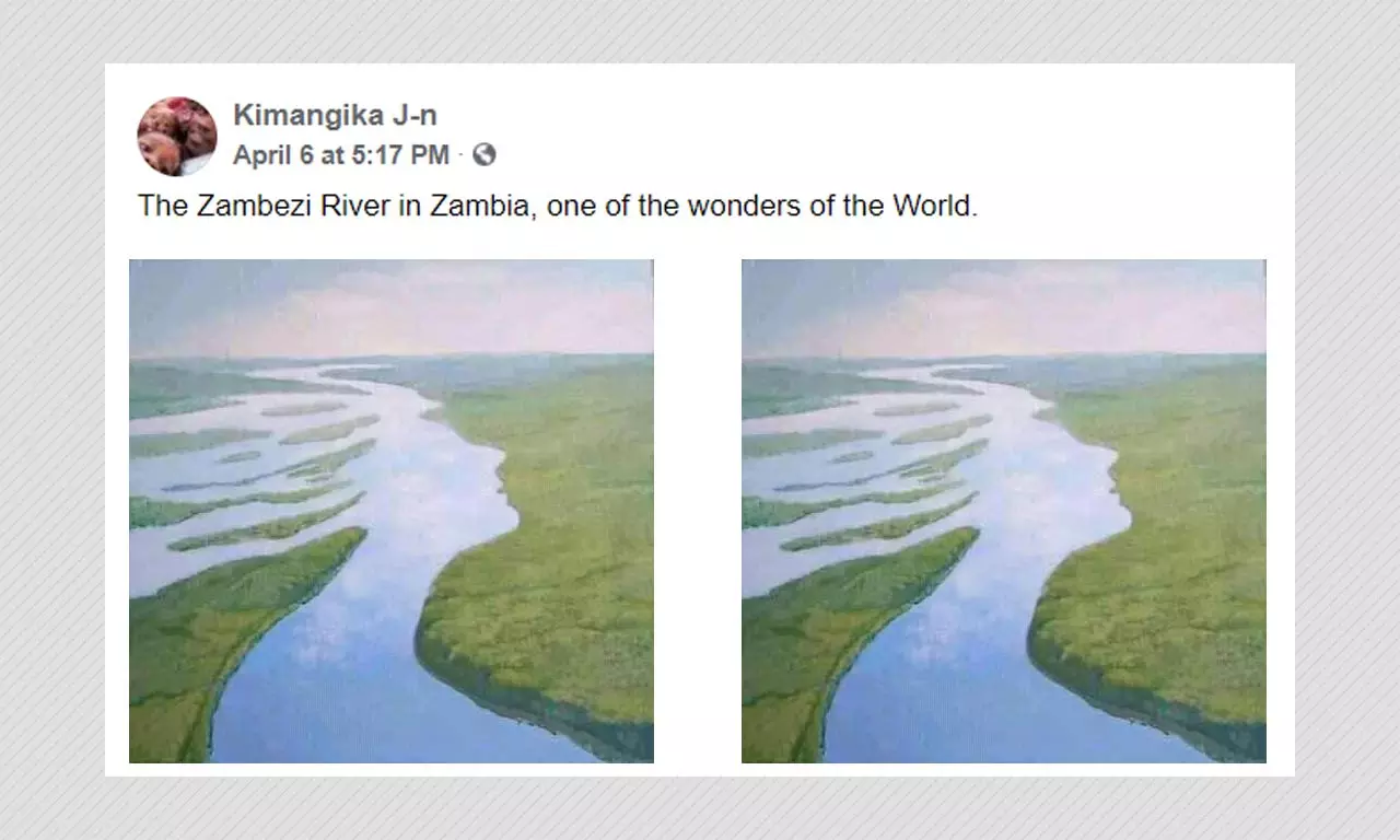 Painting Shared As The Zambezi River Resembling A Human Face