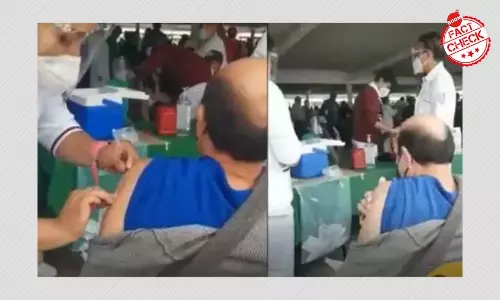 Clip Of Vaccine Administered With Empty Syringe Is From Mexico