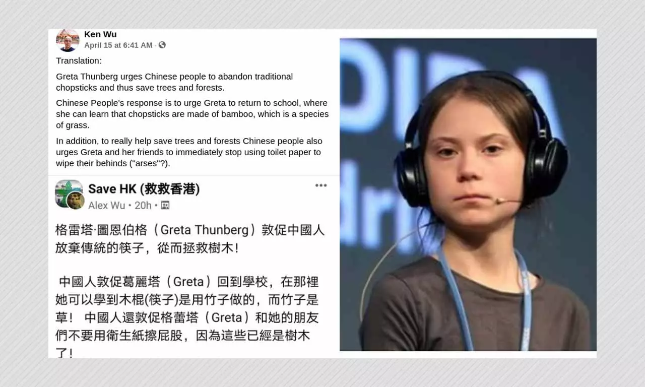 Did Greta Thunberg Urge Chinese People To Stop Using Chopsticks?