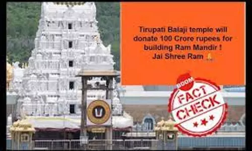 Viral Posts Claiming Tirupati Balaji Temple Will Donate Rs. 100 Crores For Ram Mandir Are False