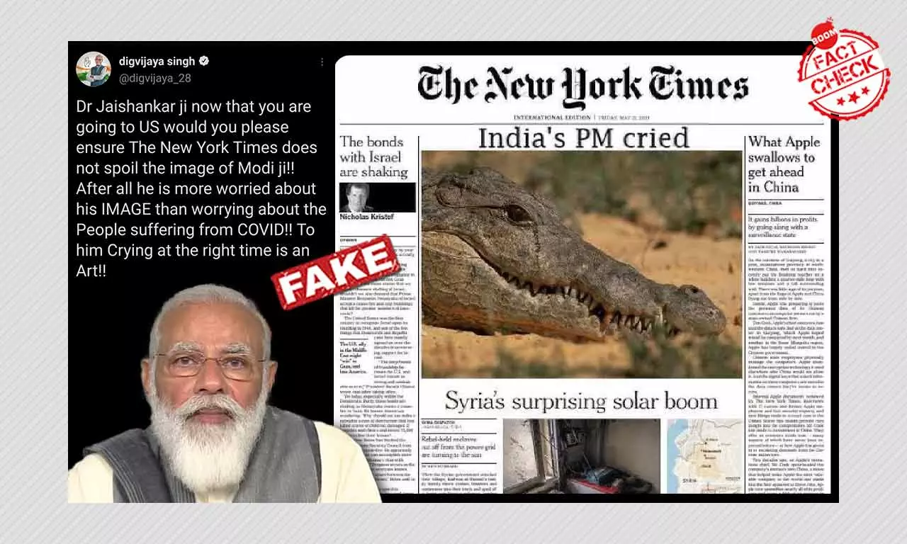 No, NYT Did Not Publish A Crocodile In Tears Photo After PM Modi Cried