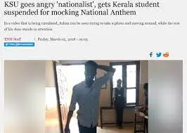 student disrespecting national anthem Report published in Manorama