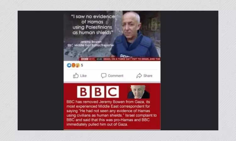 No, BBC Did Not Remove Reporter Jeremy Bowen Due To Israeli Pressure