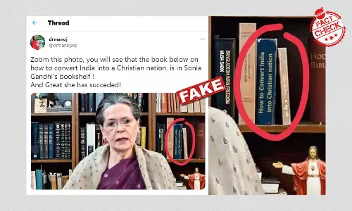 Photo Of Sonia Gandhi With How To Convert India Into Christian Nation Book Is Morphed