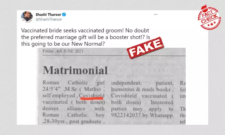 Woman Places Ad For Vaccinated Groom? Not Really