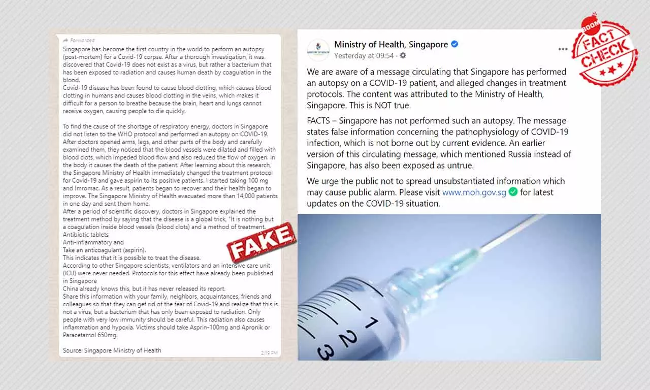 Fake Message Claims Singapore Found Thrombosis As Major Covid Death Cause