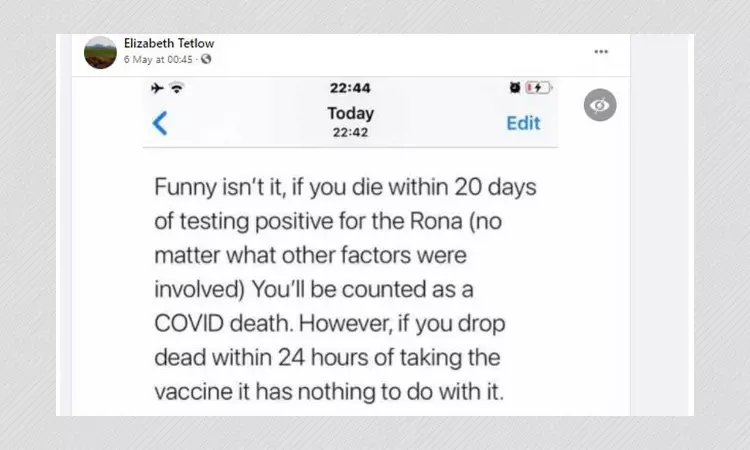 Posts Make False Claims About COVID-19 Fatality Criteria