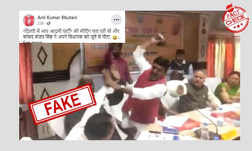 Clip Of BJP Leaders Engaging In Shoe Fight Viral As AAP Leader Sanjay Singh