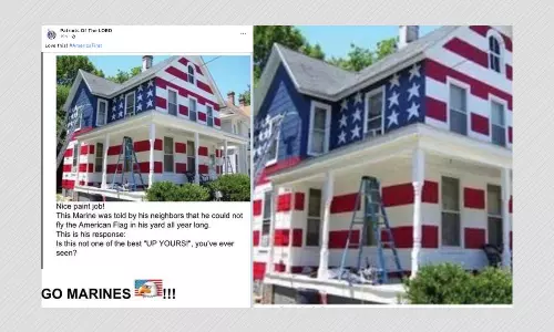 Fake Story Of US Marine Painting House In Colours Of Flag Viral