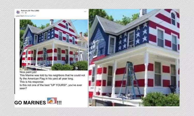 Fake Story Of US Marine Painting House In Colours Of Flag Viral