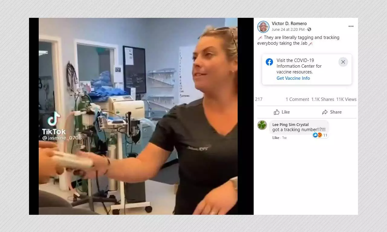 Video Showing Pet Tracker Beeping Over COVID-19 Vaccination Spot Is Satire