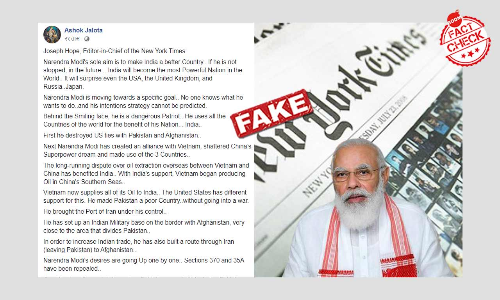 Viral Message Falsely Claims NYT Editor Praised PM Modis Foreign Policy
