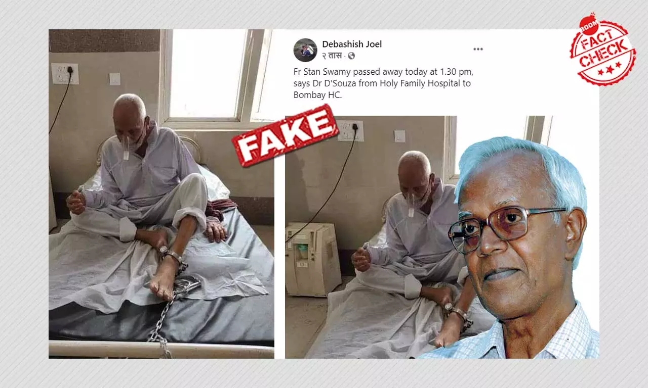 Viral Photo Of Elderly Man Chained To A Bed Is Not Of Father Stan Swamy