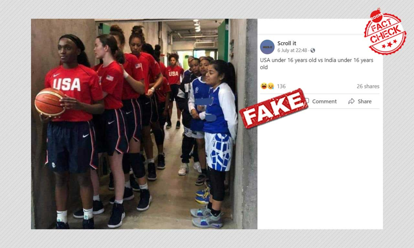 Tall Tales Photo Does Not Show Indian Basketball Team Next To The Us Team Boom Live