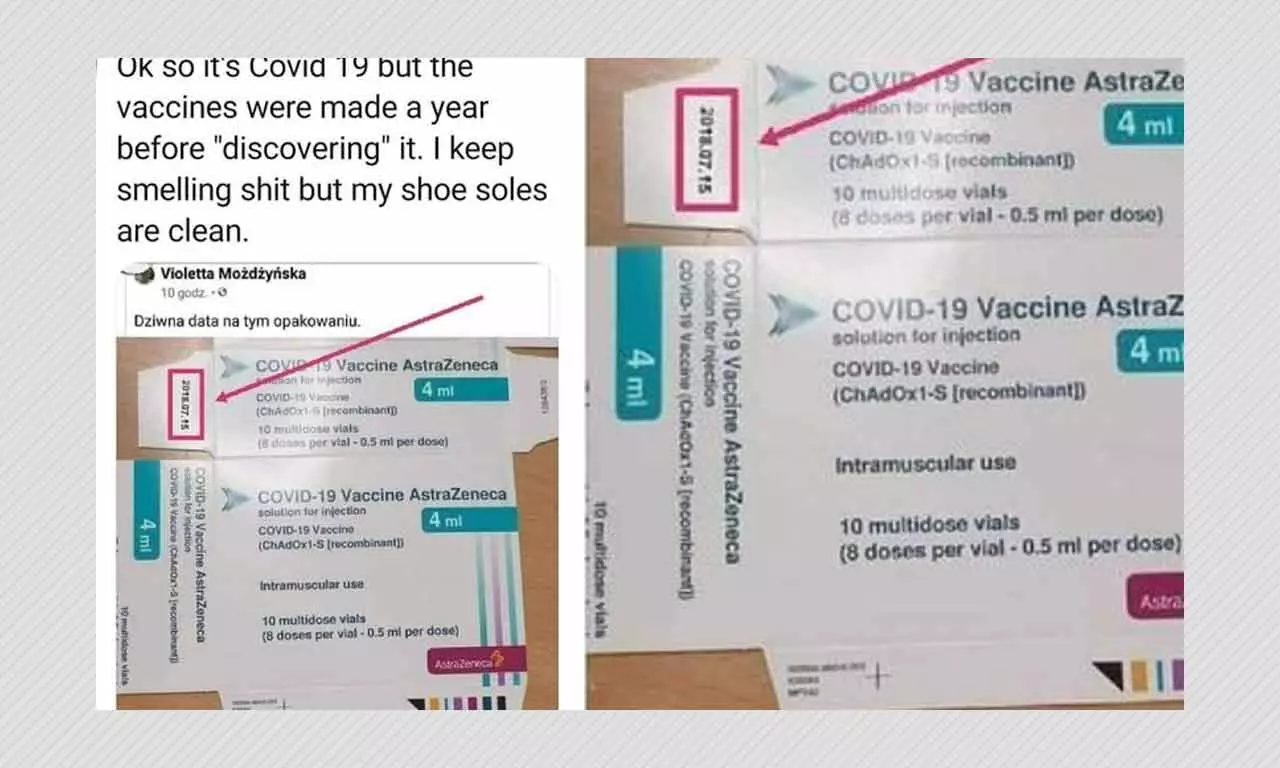 Doctored Photo Of AstraZeneca Vaccine Package Shared To Claim It Was Made In 2019