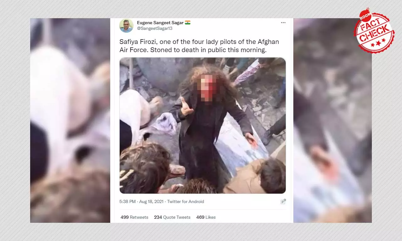 No, This Photo Does Not Show The Lynching Of Afghan Pilot Safia Ferozi