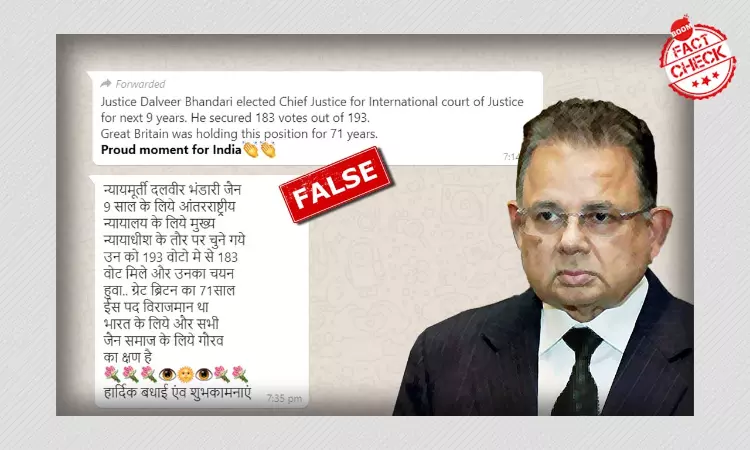 No, Dalveer Bhandari Has Not Been Elected As Chief Justice Of ICJ