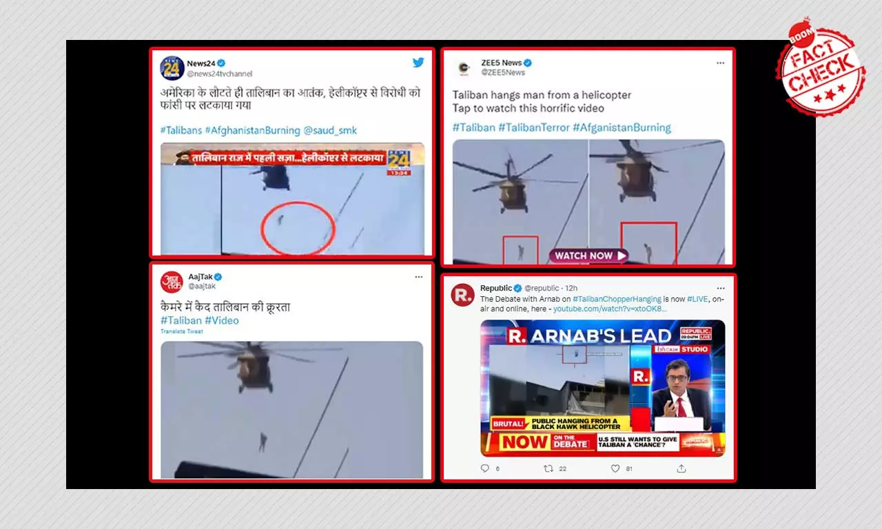 Indian Media Falsely Claim Man Suspended From Helicopter Was Executed By Taliban