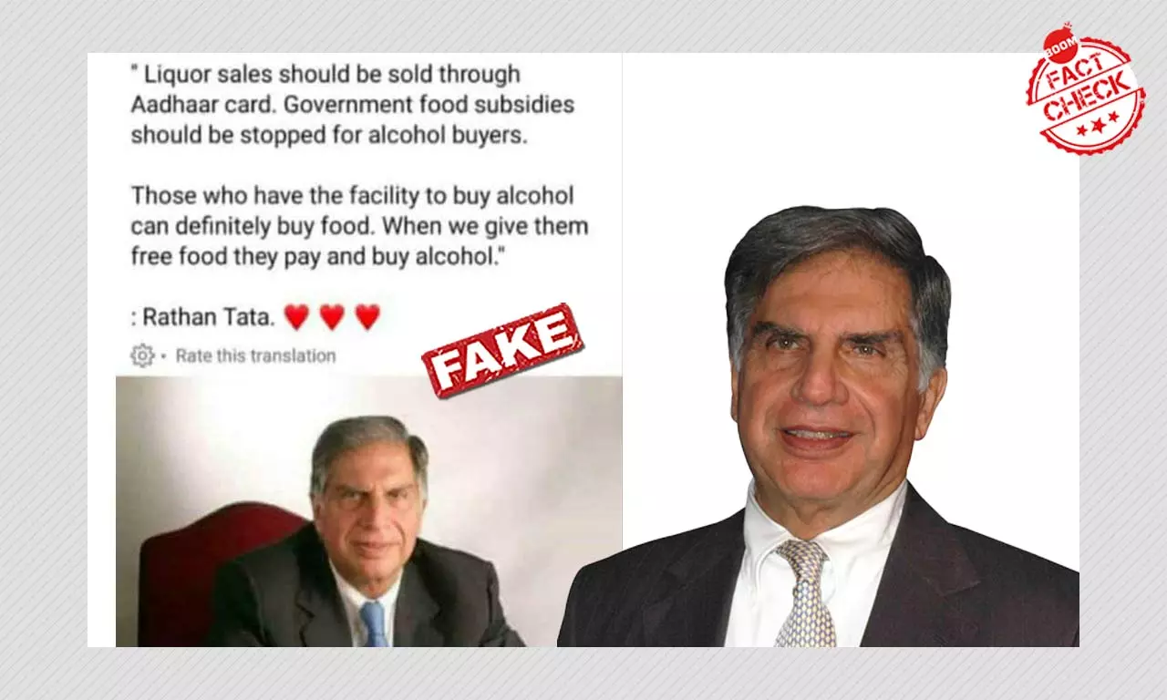 No, Ratan Tata Did Not Ask For Alcohol To Be Sold Through Aadhaar Cards