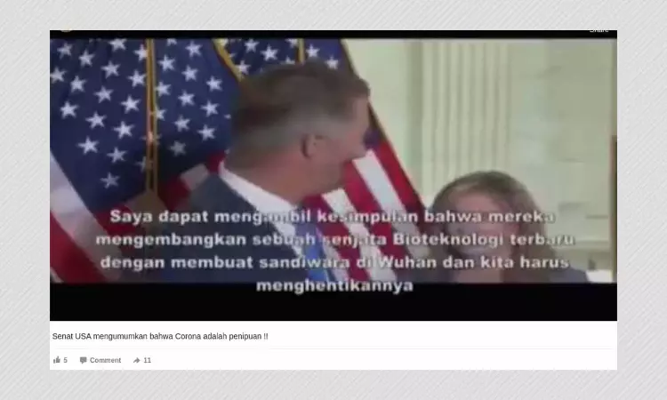 The US Senate Has Not Declared That COVID-19 Is A Scam