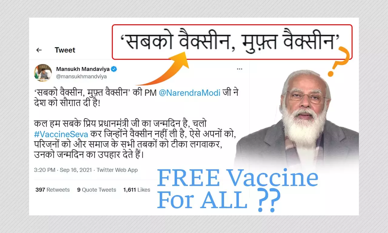 Free Vaccine For All: Misleading Claim By Health Minister Mansukh Mandaviya